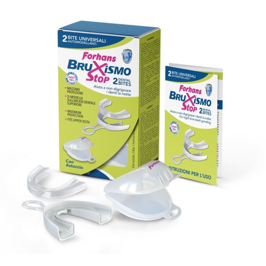 BITE UNIVERSALI AUTOMODELLANTI BRUXISMO STOP FORHANS 2 PEZZI BITE UNIVERSALI AUTOMODELLANTI BRUXISMO STOP FORHANS 2 PEZZI
