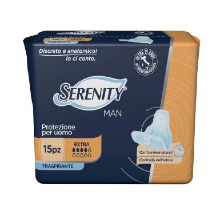 PANNOLINO SERENITY LIGHT MAN EXTRA CON ADESIVO O ALTRO FISSAGGIO 15 PEZZI PANNOLINO SERENITY LIGHT MAN EXTRA CON ADESIVO O ALTRO FISSAGGIO 15 PEZZI