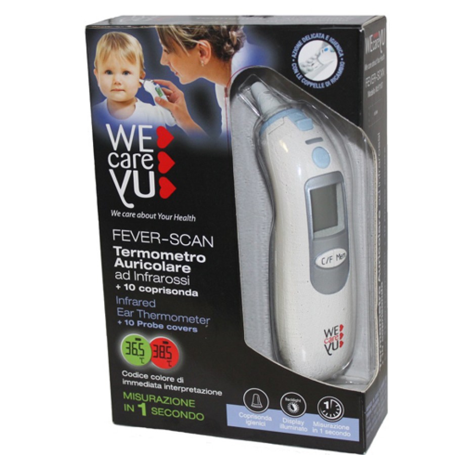 TERMOMETRO AURICOLARE WECAREYU FEVER-SCAN AD INFRAROSSI CON 10 COPRISONDA