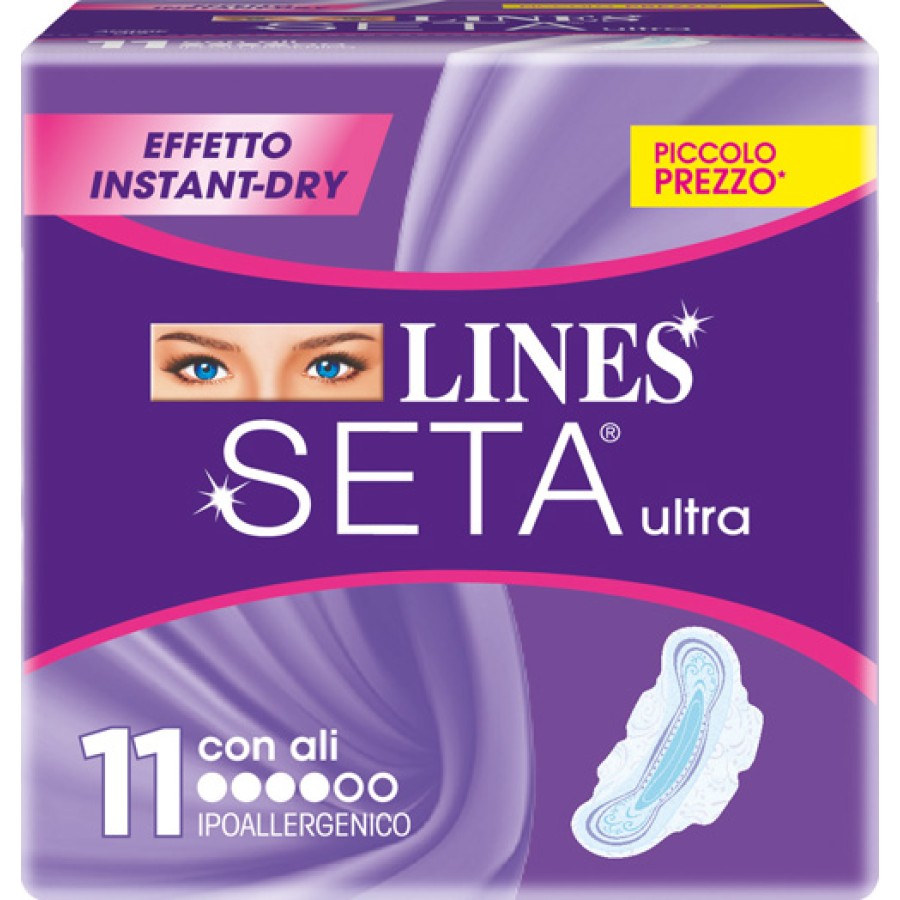 LINES SETA ULTRA ASSORBENTI CON ALI 11 PEZZI LINES SETA ULTRA ASSORBENTI CON ALI 11 PEZZI