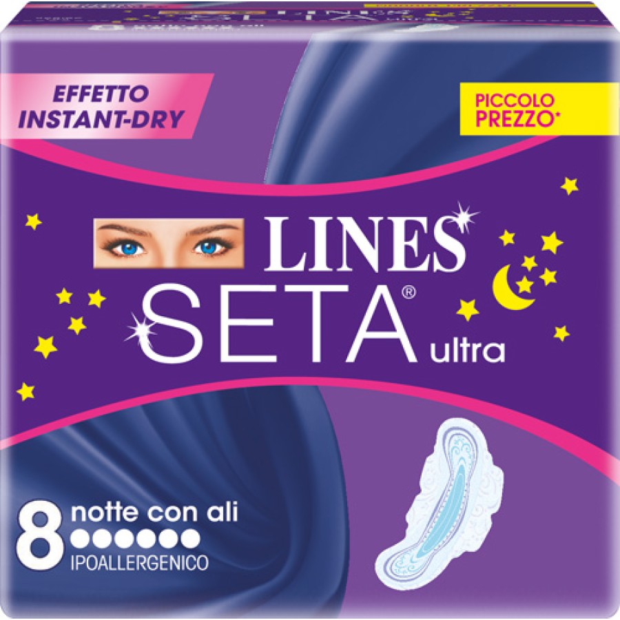 LINES SETA ULTRA ASSORBENTI DA NOTTE 8 PEZZI LINES SETA ULTRA ASSORBENTI DA NOTTE 8 PEZZI