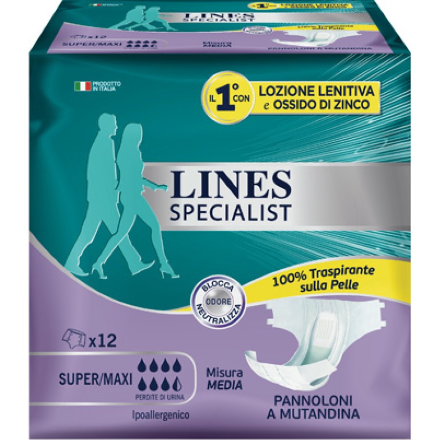 LINES SPECIALIST PANNOLONE A MUTANDA MEDIA 12 PEZZI LINES SPECIALIST PANNOLONE A MUTANDA MEDIA 12 PEZZI