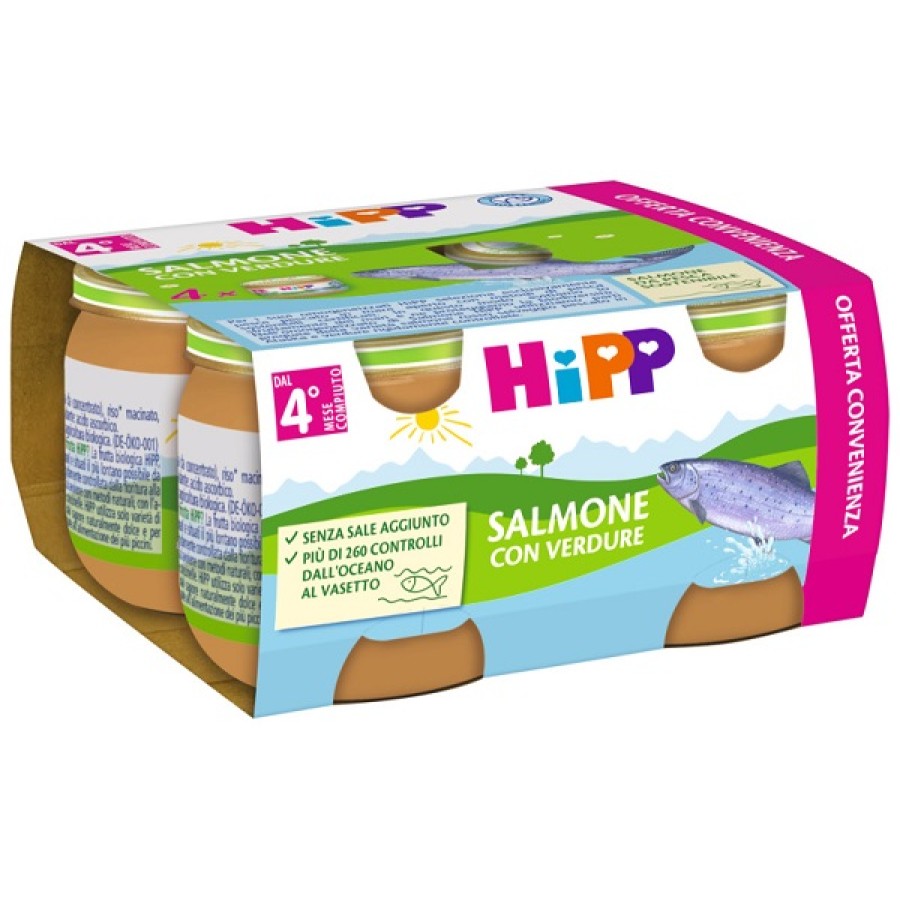 HIPP OMOGENEIZZATO SALMONE/VERDURE 4X80 G