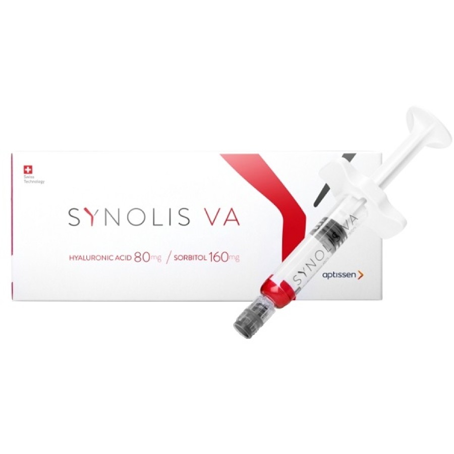 SYNOLIS V-A SOLUZIONE INIETTABILE VISCOELASTICA ISOTONICA IN SIRINGA PRERIEMPITA DI SODIO IALURONATO 80MG  E SORBITOLO 160MG CAPACITA' SIRINGA 4ML MONOSHOT 1 PEZZO
