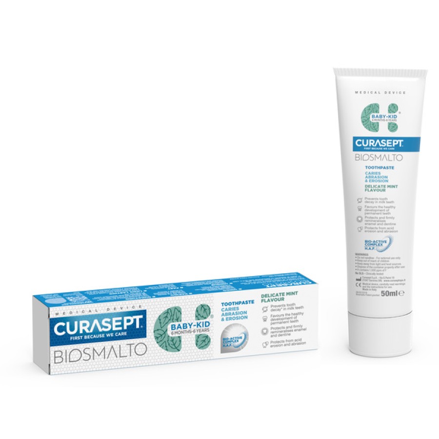 CURASEPT BIOSMALTO DENTIFRICIO BABY KID MENTA CARIE ABRASIONE & EROSIONE 50 ML CURASEPT BIOSMALTO DENTIFRICIO BABY KID MENTA CARIE ABRASIONE & EROSIONE 50 ML