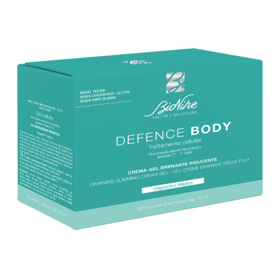 DEFENCE BODY TRATTAMENTO CELLULITE CREMA GEL DRENANTE RIDUCENTE 30 BUSTINE DA 10 ML DEFENCE BODY TRATTAMENTO CELLULITE CREMA GEL DRENANTE RIDUCENTE 30 BUSTINE DA 10 ML