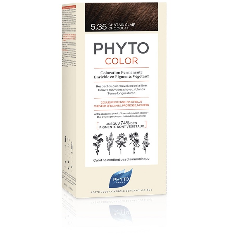 PHYTOCOLOR 5,35 CASTANO CHIARO CIOCCOLATO LATTE + CREMA + MASCHERA + FOGLIETTO ILLUSTRATIVO + 1 PAIO DI GUANTI PHYTOCOLOR 5,35 CASTANO CHIARO CIOCCOLATO LATTE + CREMA + MASCHERA + FOGLIETTO ILLUSTRATIVO + 1 PAIO DI GUANTI