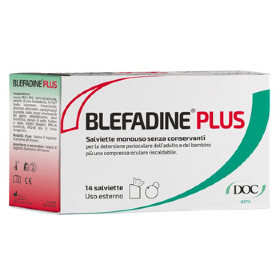 BLEFADINE PLUS 14 SALVIETTE PER DETERSIONE PERIOCULARE + 1 COMPRESSA RISCALDABILE BLEFADINE PLUS 14 SALVIETTE PER DETERSIONE PERIOCULARE + 1 COMPRESSA RISCALDABILE