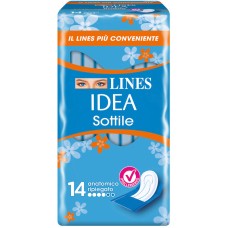 LINES IDEA ASSORBENTE SOTTILE RIPIEGATO ANATOMICO 14 PEZZI