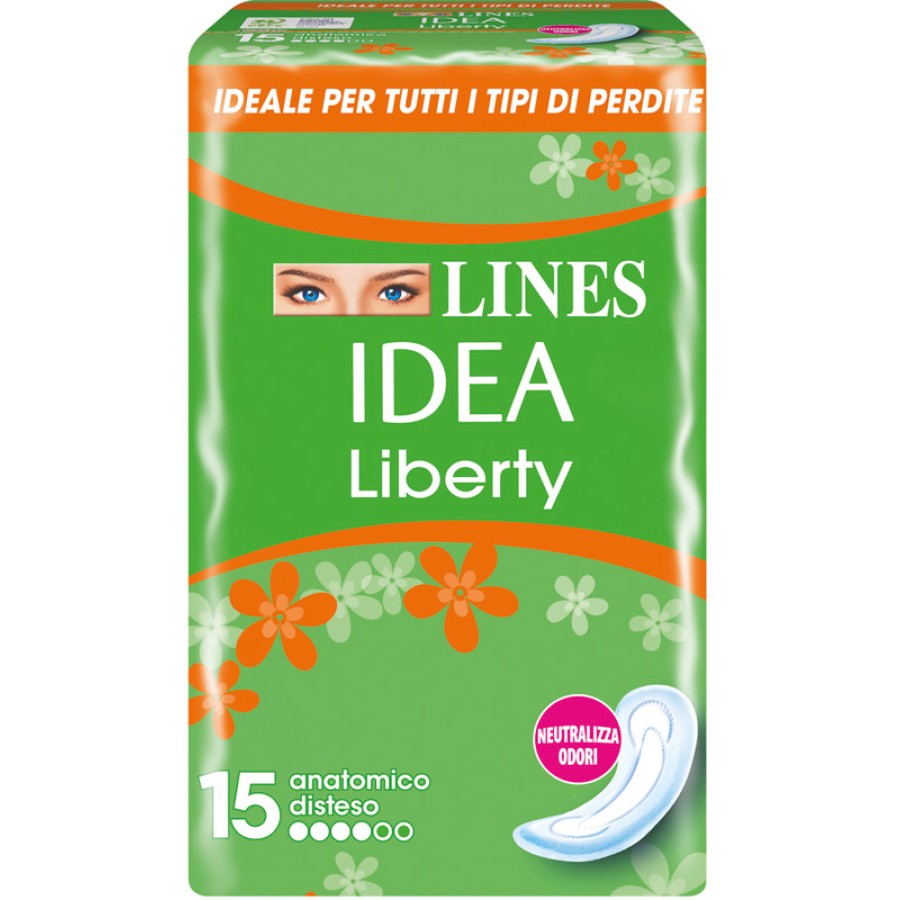 LINES IDEA ASSORBENTE LIBERTY ANATOMICO 15 PEZZI LINES IDEA ASSORBENTE LIBERTY ANATOMICO 15 PEZZI