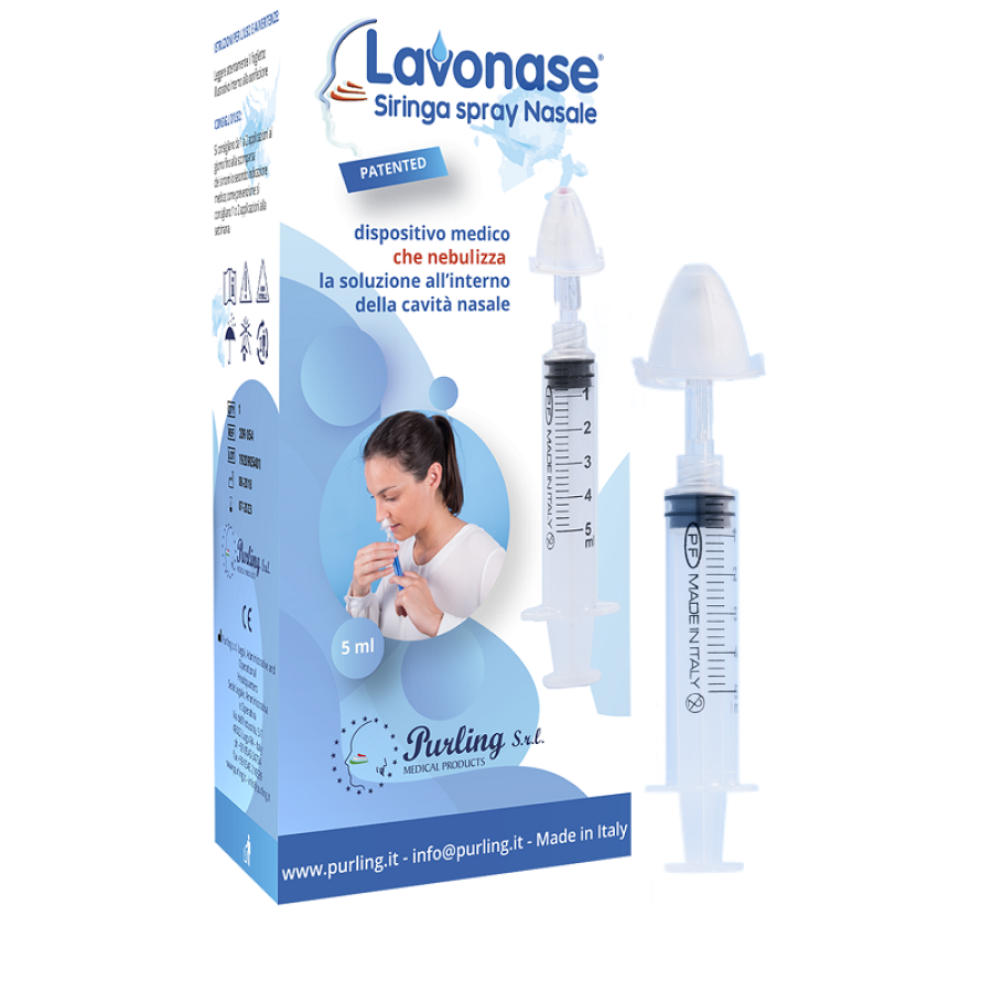 LAVONASE SIRINGA SPRAY NASALE NON STERILE 5 ML LUER-LOCK CON CAPPUCCIO + UGELLO NASALE CON RACCORDO LUER-LOCK + PERFORATORE CON VALVOLA NON RITORNO CON TAPPO
