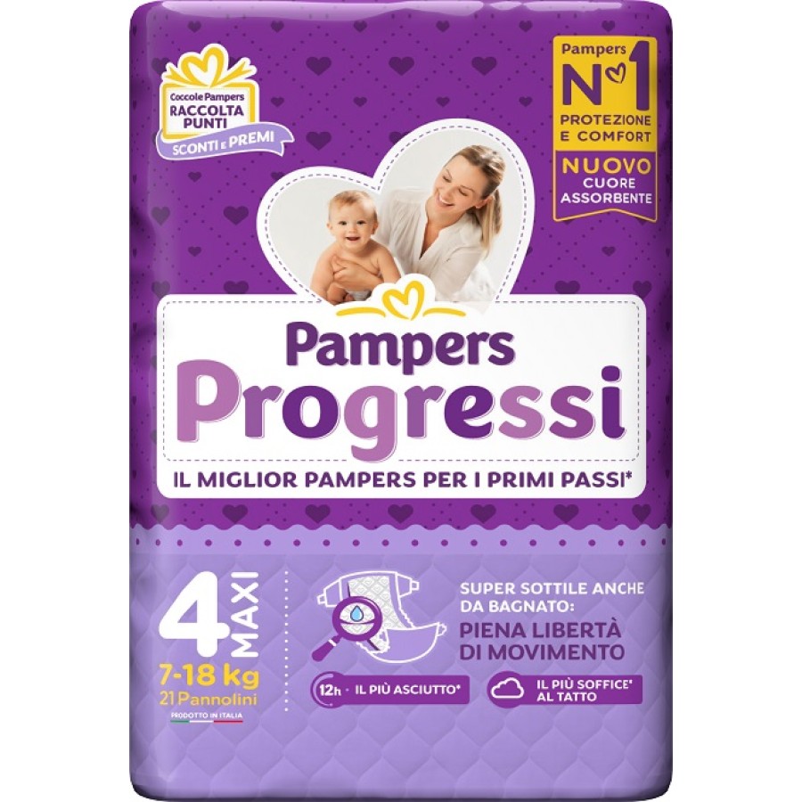 PAMPERS PROGRESSI MAXI PANNOLINO 4 7-18KG 22 PEZZI