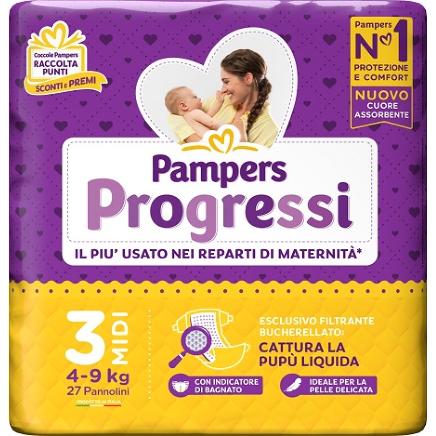 PAMPERS PROGRESSI MIDI PANNOLINO 3 4-9KG 27 PEZZI