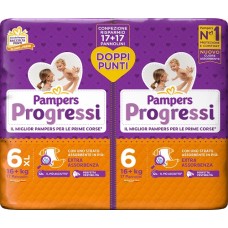PAMPERS PROGRESSI EXTRALARGE 6+ 16+KG 34 PEZZI