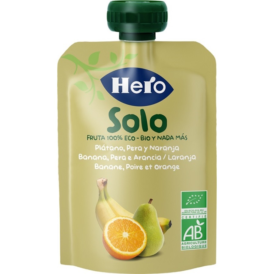 HERO SOLO FRUTTA FRULLATA 100% BIO BANANA PERA ARANCIA 100 G