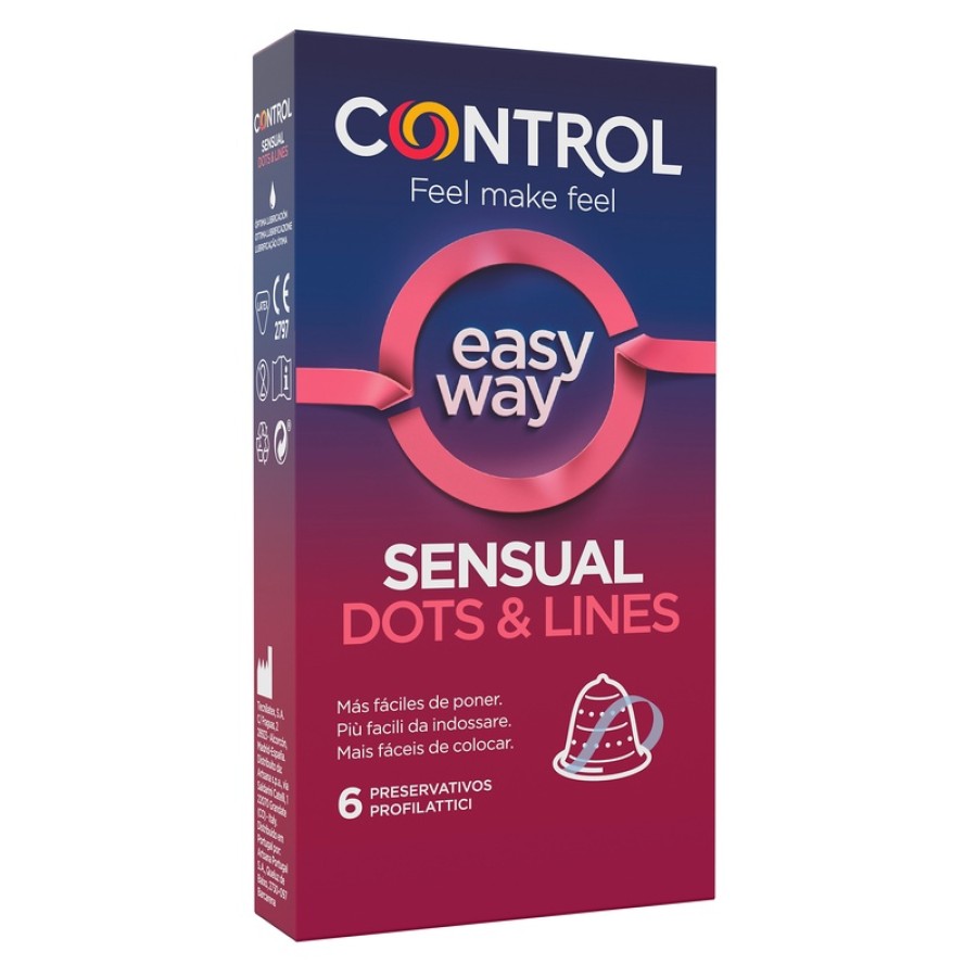 PROFILATTICO CONTROL SENSUAL DOTS&LINES EASY WAY 6 PEZZI