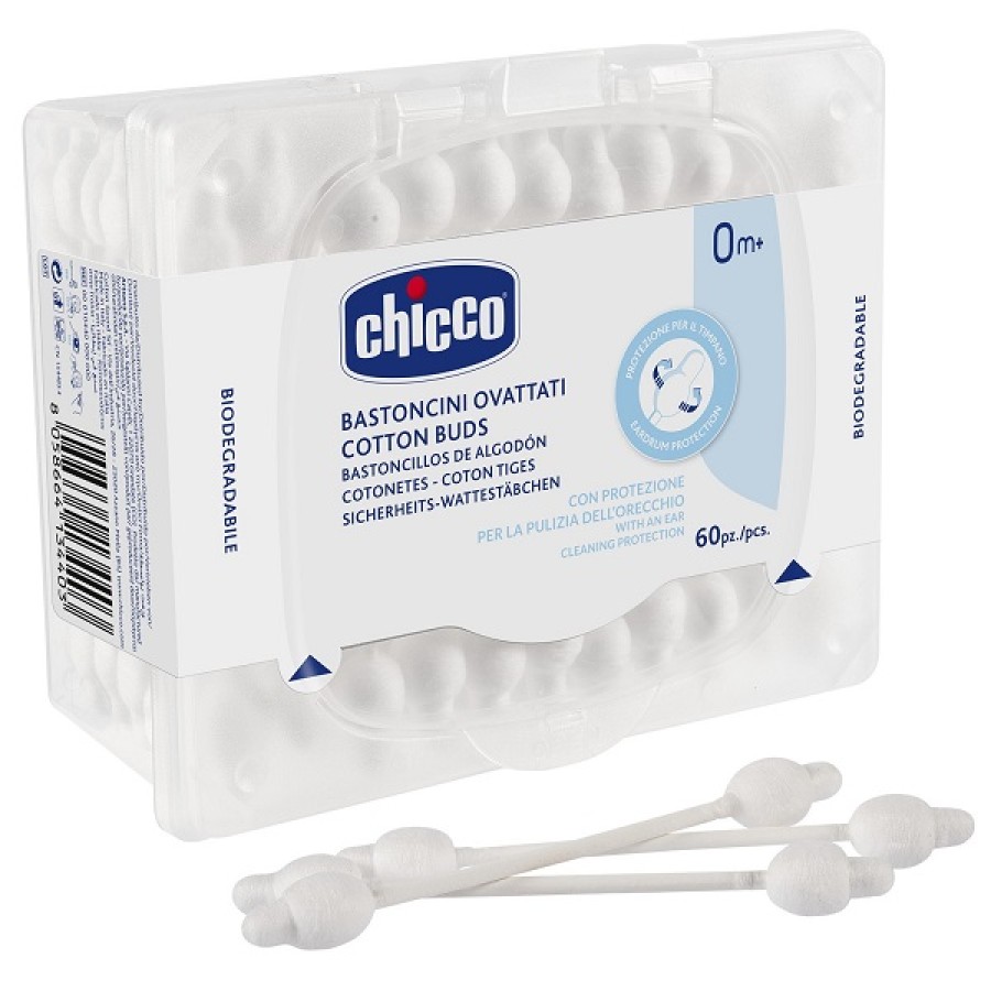 CHICCO BASTONCINI COTONATI 60 PEZZI CHICCO BASTONCINI COTONATI 60 PEZZI