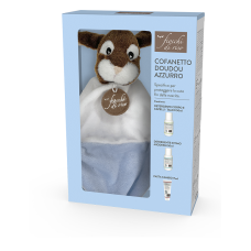 FIOCCHI DI RISO COFANETTO DOUDOU BIMBO AZZURRO MINISIZE PASTA CAMBIO 15 ML + MINISIZE INTIMO MIODERM 50 ML + MINISIZE DETERGENTE CORPO CAPELLI TALCO 50 ML + DOUDOU FIOCCO AZZURRO