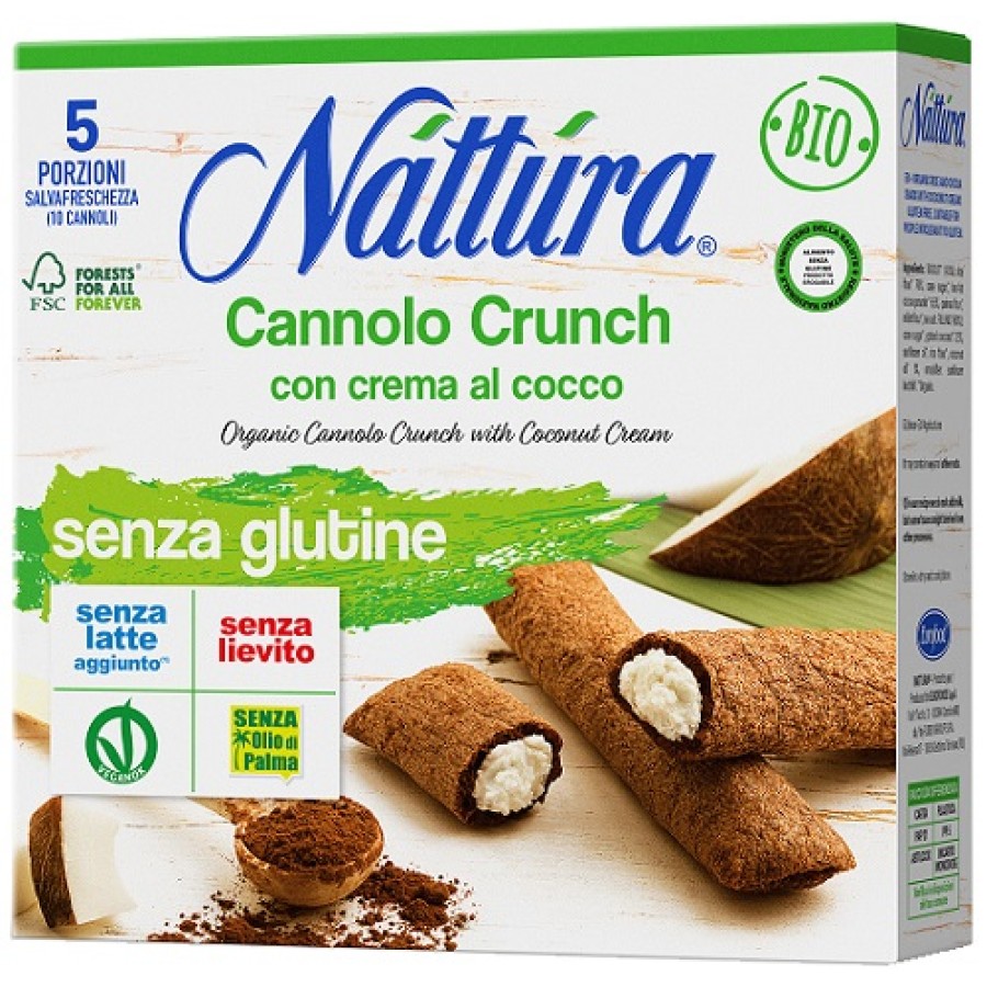 NATTURA CANNOLO CRUNCH CON CREMA AL COCCO BIO 5 PEZZI DA 25 G