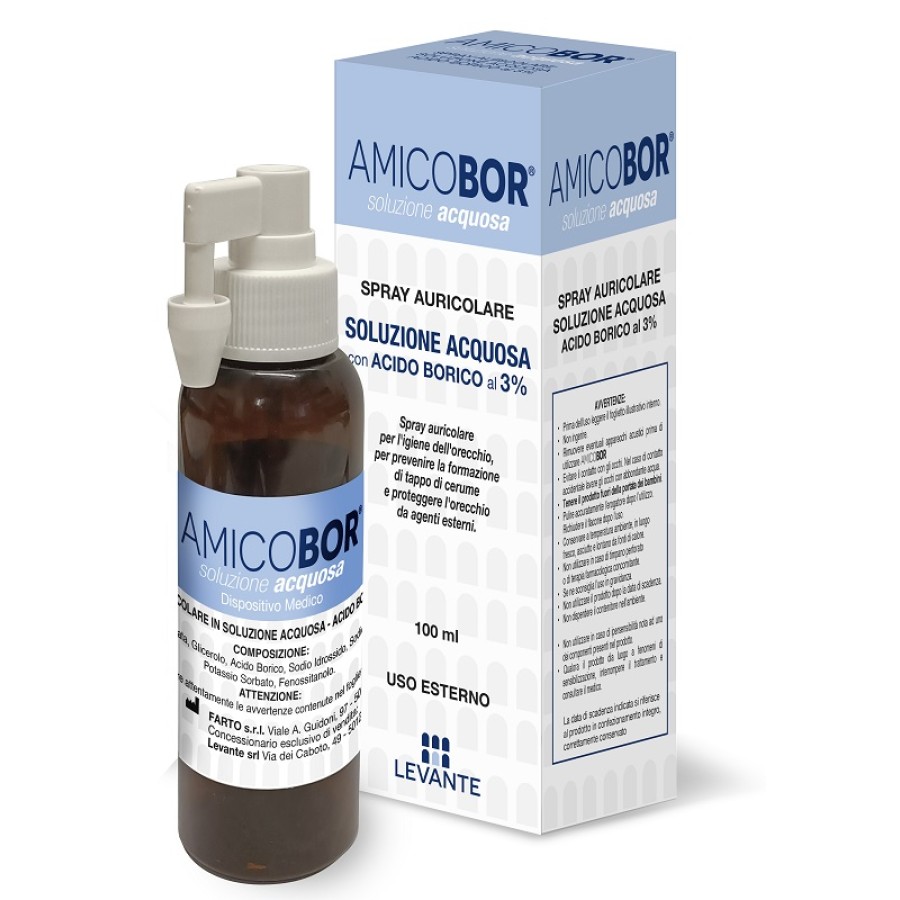 SOLUZIONE ACQUOSA PER IRRIGAZIONE DELL'ORECCHIO AMICOBOR 100 ML SOLUZIONE ACQUOSA PER IRRIGAZIONE DELL'ORECCHIO AMICOBOR 100 ML