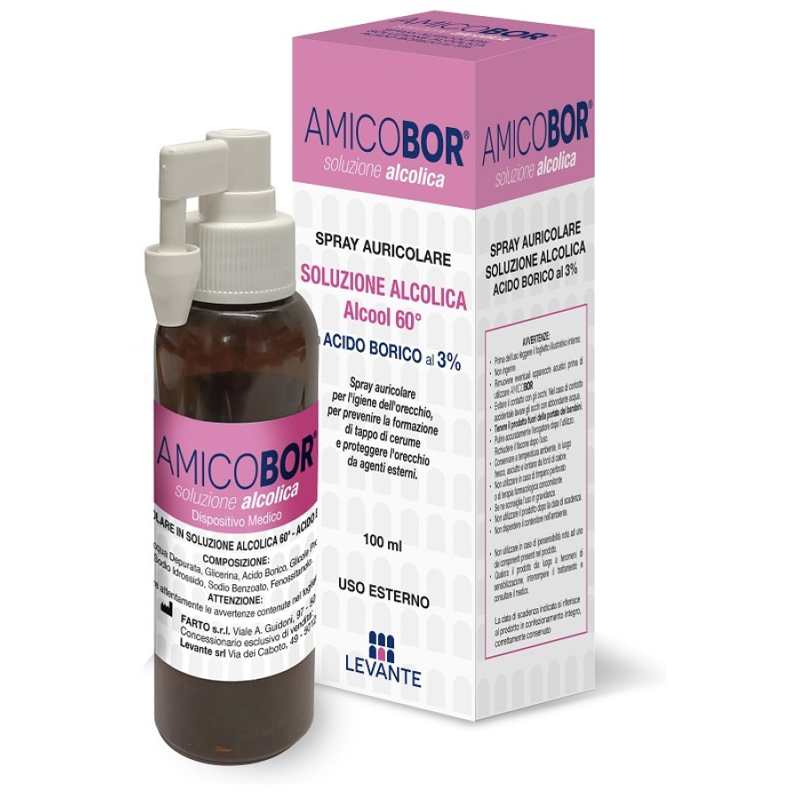 SOLUZIONE ALCOLICA PER IRRIGAZIONE DELL'ORECCHIO AMICOBOR 100 ML SOLUZIONE ALCOLICA PER IRRIGAZIONE DELL'ORECCHIO AMICOBOR 100 ML