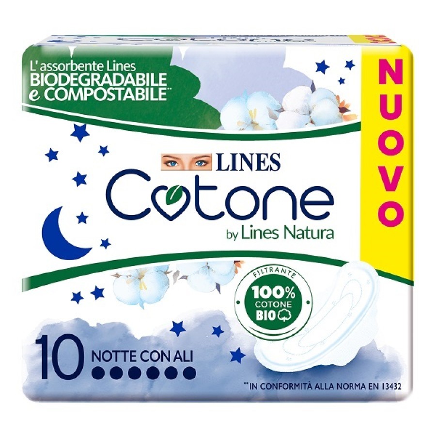 LINES COTONE BIO ULTRA NOTTE 8+2 PEZZI LINES COTONE BIO ULTRA NOTTE 8+2 PEZZI