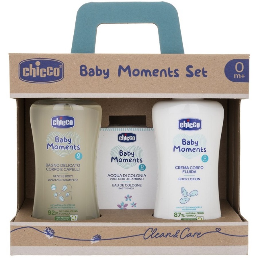 CHICCO BABY MOMENTS SET BAGNO DELICATO CORPO-CAPELLI PELLI DELICATE 200 ML + CREMA CORPO PELLI DELICATE 200 ML + ACQUA DI COLONIA BABY SMELL PELLI DELICATE 100 ML CHICCO BABY MOMENTS SET BAGNO DELICATO CORPO-CAPELLI PELLI DELICATE 200 ML + CREMA CORPO PELLI DELICATE 200 ML + ACQUA DI COLONIA BABY SMELL PELLI DELICATE 100 ML
