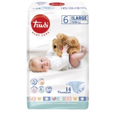 TRUDI BABY CARE PANNOLINO BAMBINI EXTRALARGE 15/30 KG 14 PEZZI
