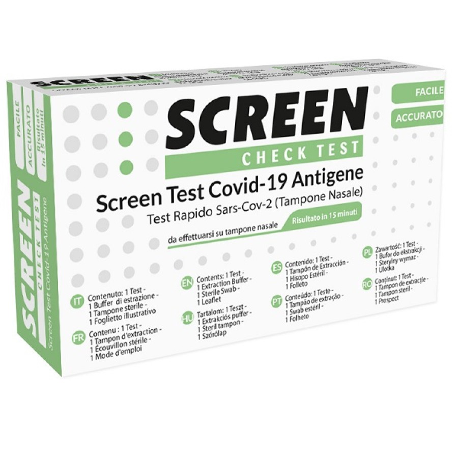 SCREEN TEST AUTODIAGNOSTICO ANTIGENICO RAPIDO COVID-19 SARS-COV-2 TAMPONI NASALI SELFTEST COVID TEST ANTIGENE SCREEN