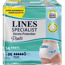 PANNOLONE PER INCONTINENZA LINES SPECIALIST DERMA PANTS PLUS M 14 PEZZI