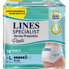 PANNOLONE PER INCONTINENZA LINES SPECIALIST DERMA PANTS PLUS L 14 PEZZI
