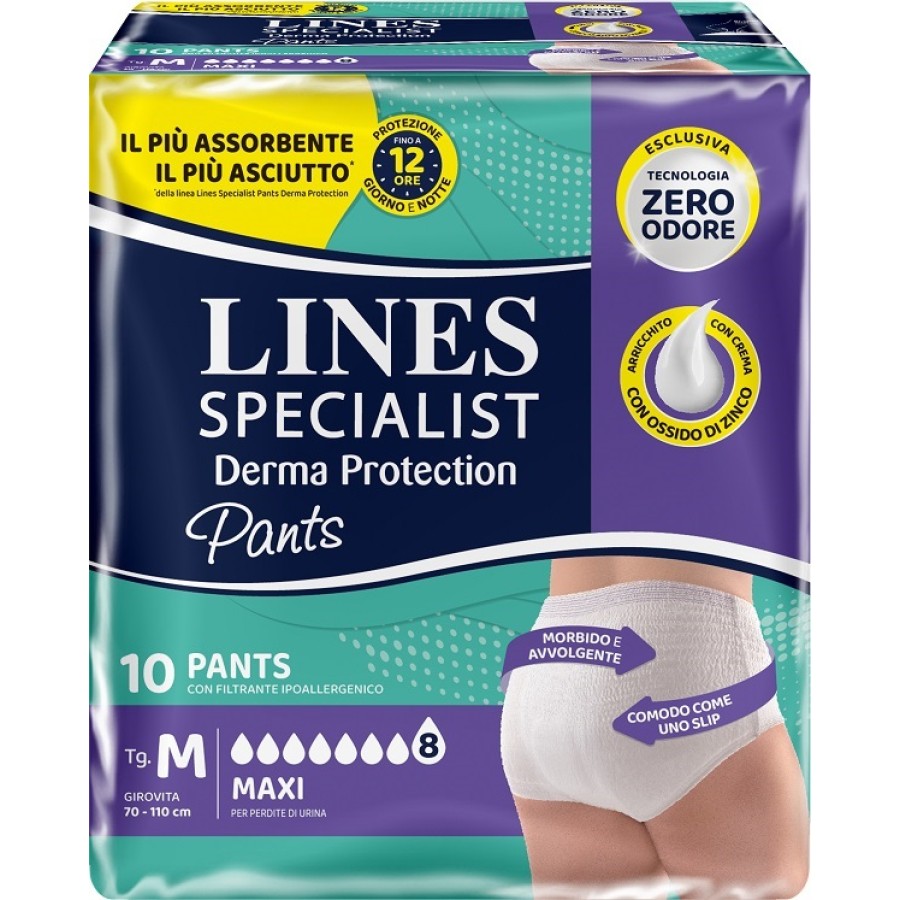PANNOLONE PER INCONTINENZA LINES SPECIALIST DERMA PANTS MAXI M 10 PEZZI