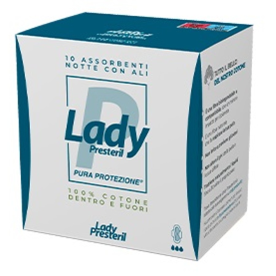 LADY PRESTERIL ASSORBENTI NOTTE CON ALI RIPIEGATI BIODEGRADABILI 10 PEZZI LADY PRESTERIL ASSORBENTI NOTTE CON ALI RIPIEGATI BIODEGRADABILI 10 PEZZI