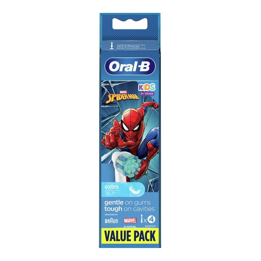 ORALB KIDS SPIDERMAN TESTINE PER SPAZZOLINO ELETTRICO 4 PEZZI