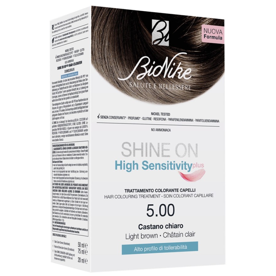 SHINE ON HIGH SENSITIVITY PLUS CASTANO CHIARO 5,00 RIVELATORE IN CREMA 75 ML + CREMA COLORANTE 50 ML