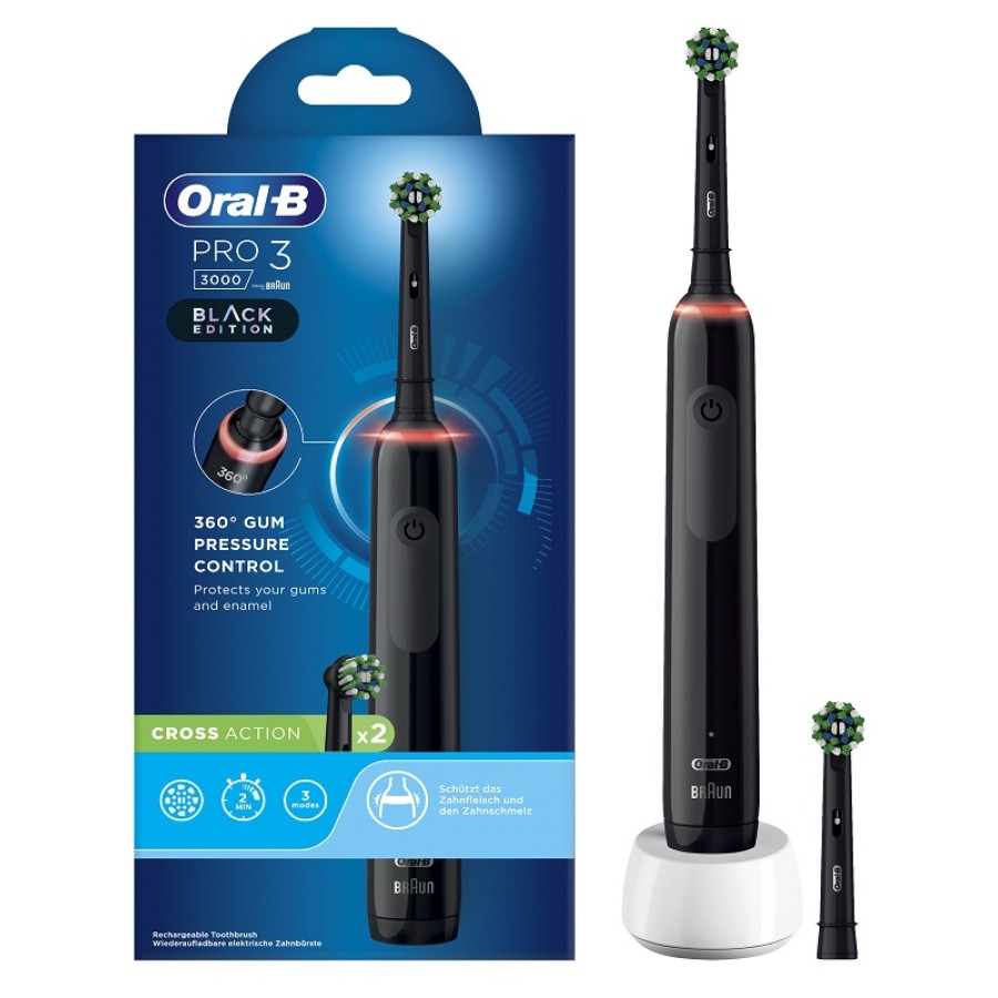 ORAL-B PRO 3 BLACK SPAZZOLINO ELETTRICO + 2 REFILL
