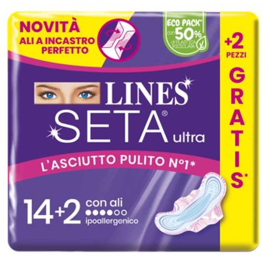LINES SETA ULTRA ASSORBENTI ALI CP 14+2 PEZZI LINES SETA ULTRA ASSORBENTI ALI CP 14+2 PEZZI