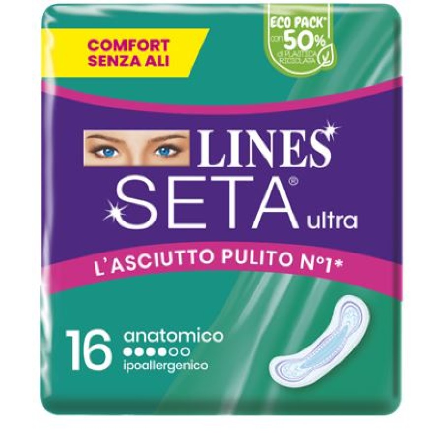 LINES SETA ULTRA ASSORBENTI ANATOMICO CP 16 PEZZI LINES SETA ULTRA ASSORBENTI ANATOMICO CP 16 PEZZI