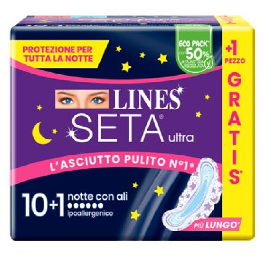 LINES SETA ULTRA ASSORBENTI NOTTE CP 10+1 PEZZI LINES SETA ULTRA ASSORBENTI NOTTE CP 10+1 PEZZI