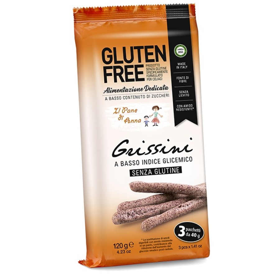 PANE ANNA GRISSINI A BASSO INDICE GLICEMICO 3 PACCHETTI DA 40 G
