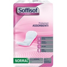 PANNOLONE PER INCONTINENZA CON PROTEZIONI DISCRETE MORBIDE E ANATOMICHE CON NUCLEO SUPER ASSORBENTE E UNO SPECIALE FILTRANTE ESTERNO TRASPIRANTE SOFFISOF LADY NORMALE 12 PEZZI