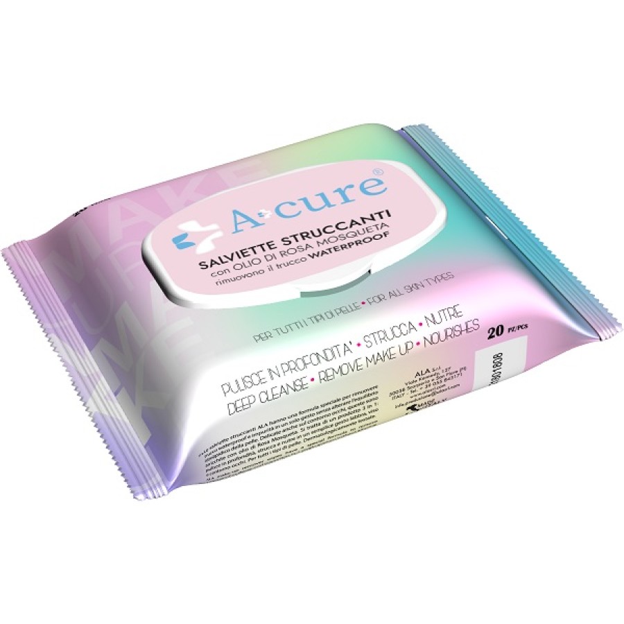 A+CURE SALVIETTA STRUCCANTE WATERPROOF 20 PEZZI POP-UP