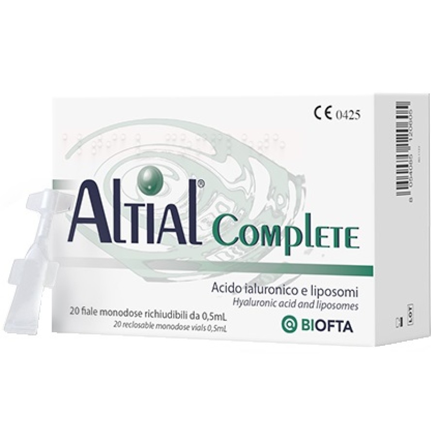 SOLUZIONE OFTALMICA LUBRIFICANTE ALTIAL COMPLETE 4 STRIP DA 5 FLACONI DA 0,5 ML SOLUZIONE OFTALMICA LUBRIFICANTE ALTIAL COMPLETE 4 STRIP DA 5 FLACONI DA 0,5 ML