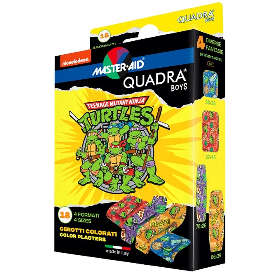 CEROTTO MASTER-AID QUADRA BOYS NINJA TURTLES ASSORTITI 18 PEZZI CEROTTO MASTER-AID QUADRA BOYS NINJA TURTLES ASSORTITI 18 PEZZI