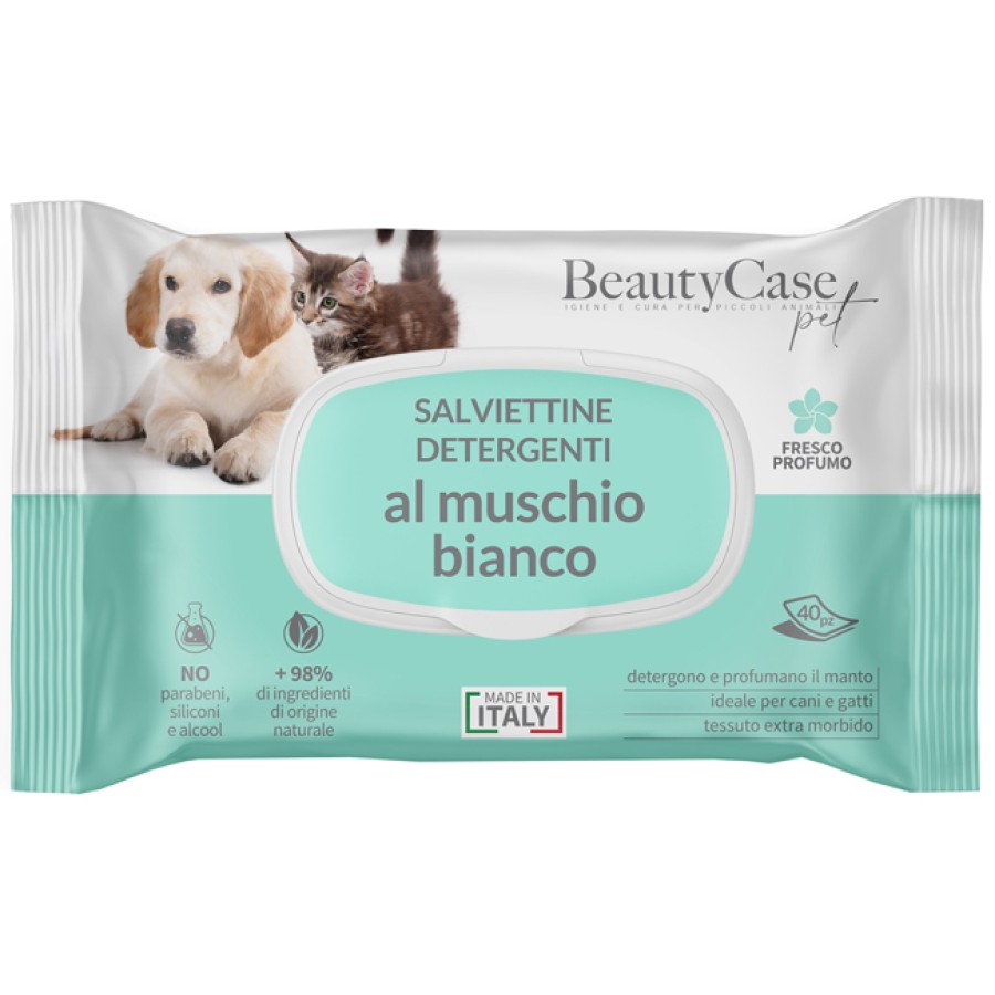 BEAUTYCASE PET SALVIETTINE DETERGENTI AL MUSCHIO BIANCO FLOW PACK 40 PEZZI