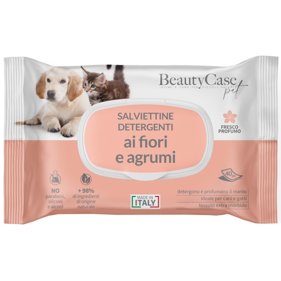 BEAUTYCASE PET SALVIETTINE DETERGENTI AI FIORI E AGRUMI FLOW PACK 40 PEZZI
