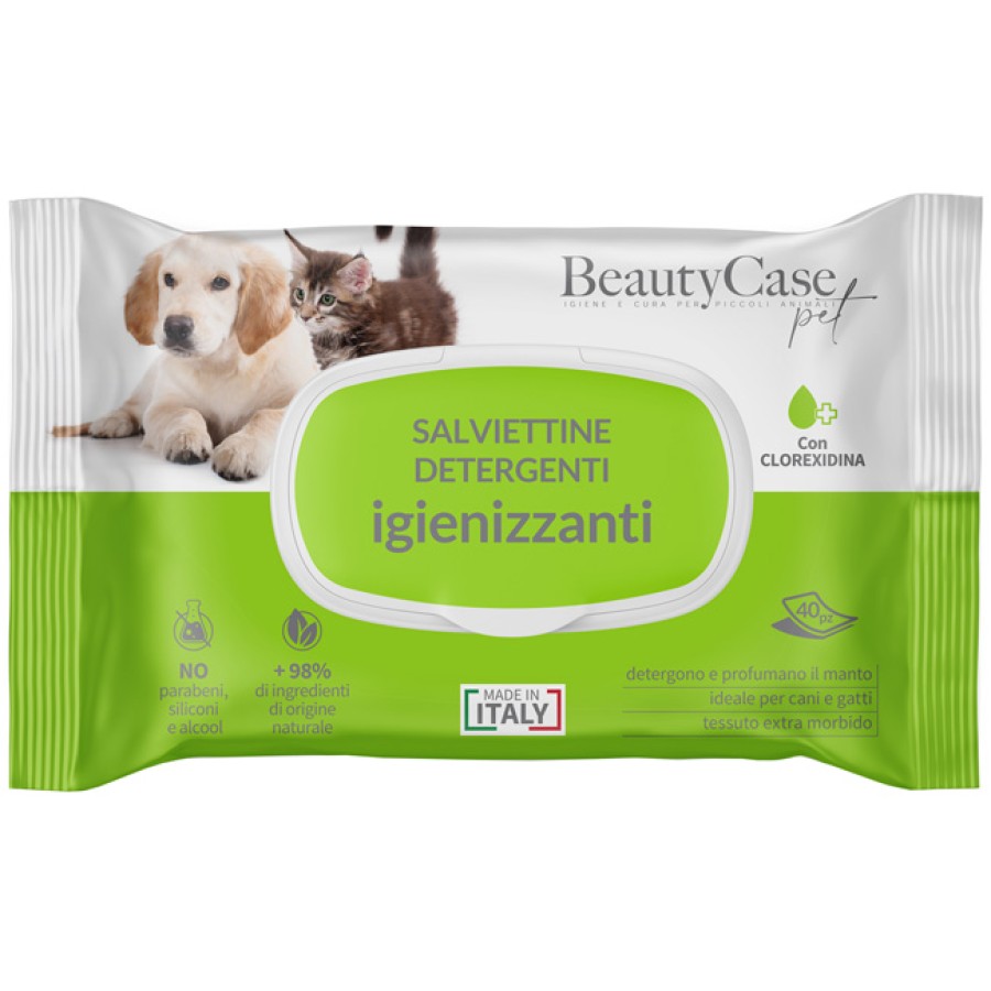 BEAUTYCASE PET SALVIETTINE DETERGENTI IGIENIZZANTI CON CLOREXIDINA FLOW PACK 40 PEZZI