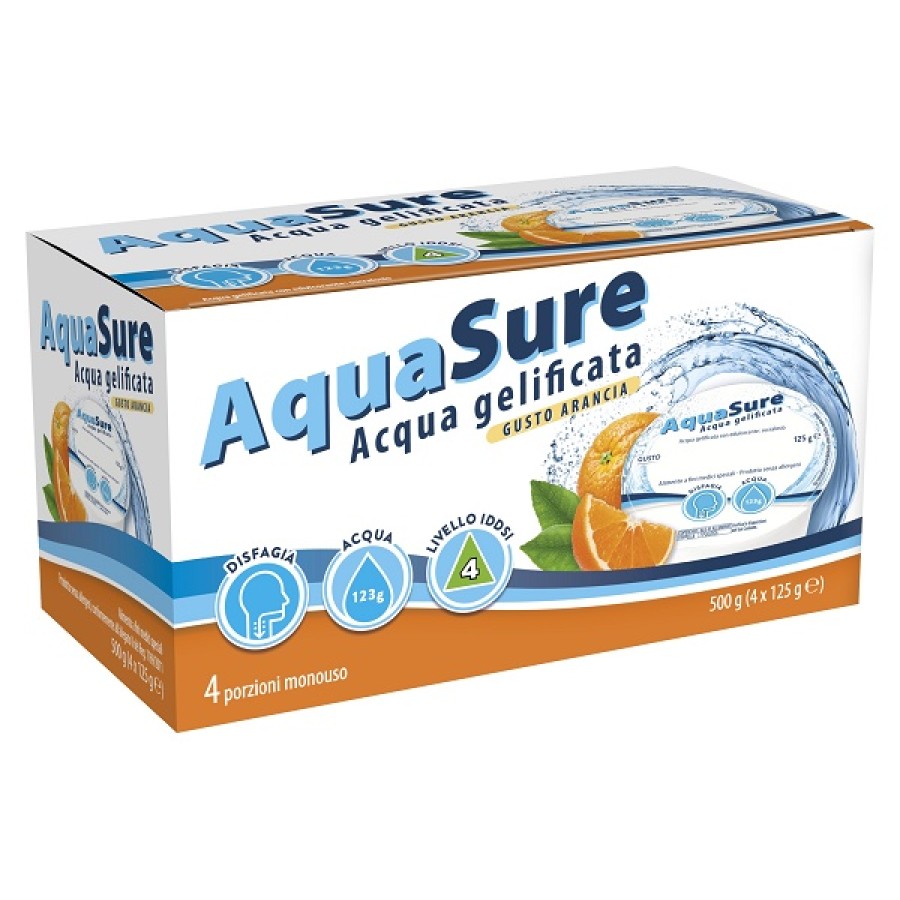 AQUASURE ACQUA GELIFICATA ARANCIA EDULCORATA MULTIPACK 4 PEZZI DA 125 G AQUASURE ACQUA GELIFICATA ARANCIA EDULCORATA MULTIPACK 4 PEZZI DA 125 G