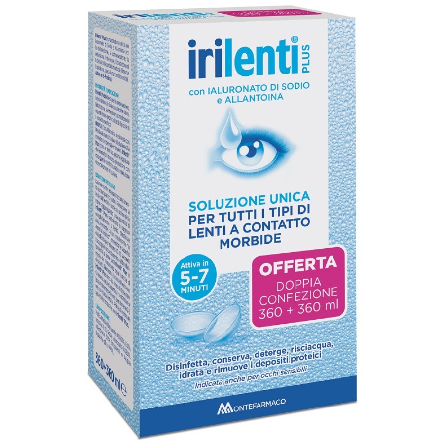 SOLUZIONE UNICA PER LENTI A CONTATTO IRILENTI 2 PEZZI DA 360 ML