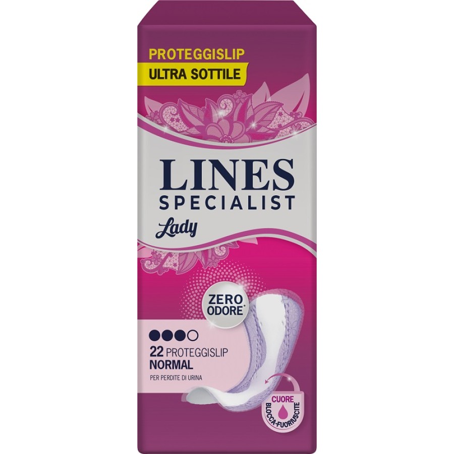 PROTEGGISLIP PER INCONTINENZA URINARIA LINES SPECIALIST LADY LIGHT NORMAL ULTRA SOTTILE 22 PEZZI